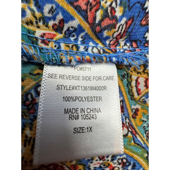 Bobeau Boho Hippie Floral Semi Sheer Popover Coverup Dress Women's Size 1X - Picture 8 of 11